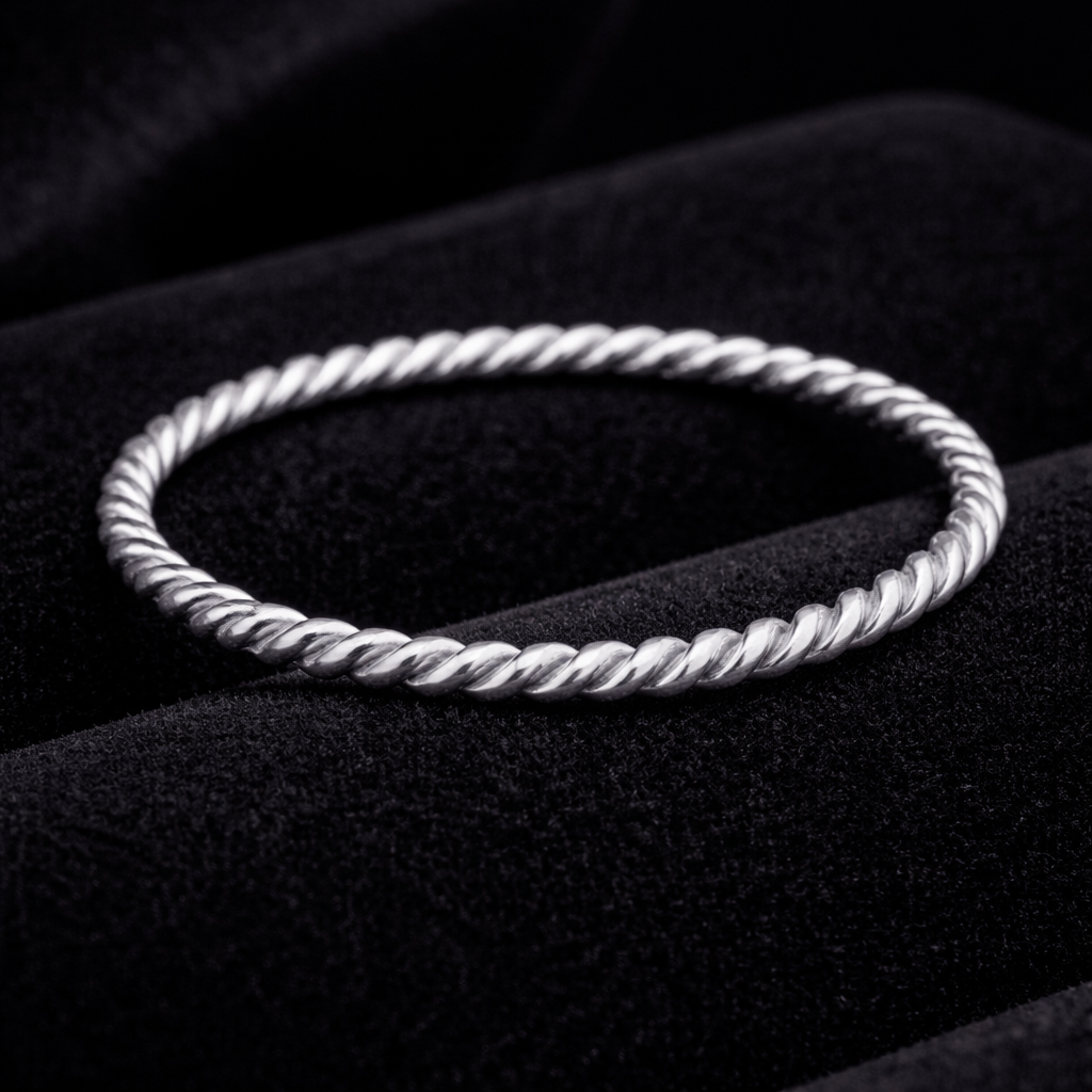 Thin Twisted Band Ring Sterling Silver 925 Hallmarked British Made Size J - R