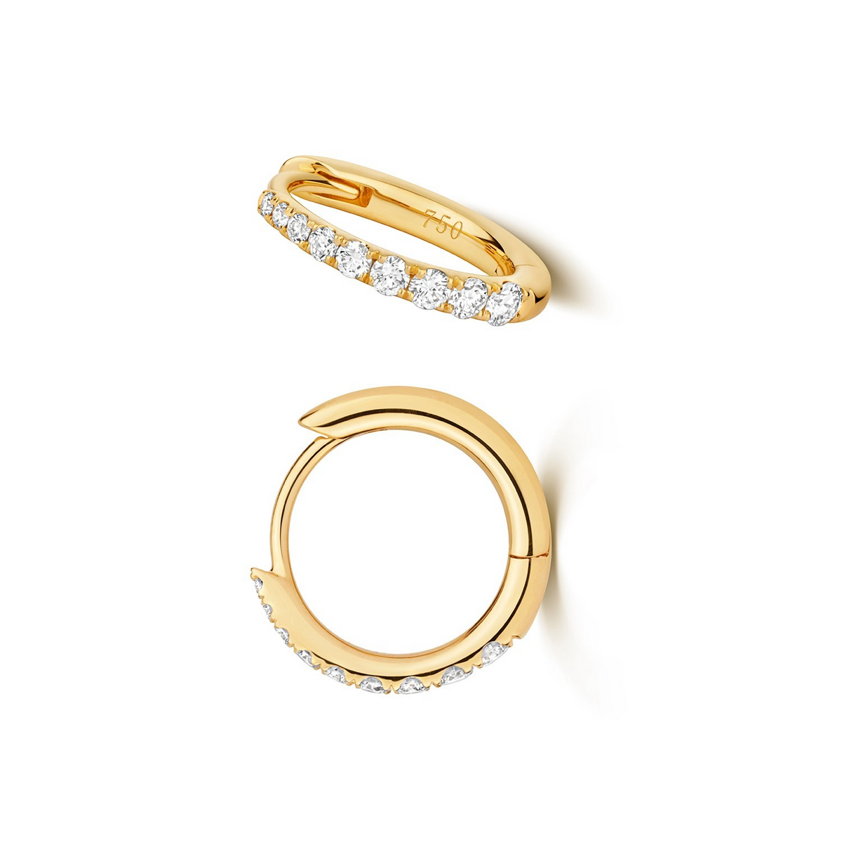 8mm Natural Diamond Hoop Earrings 18ct Yellow Gold Hallmarked British Made