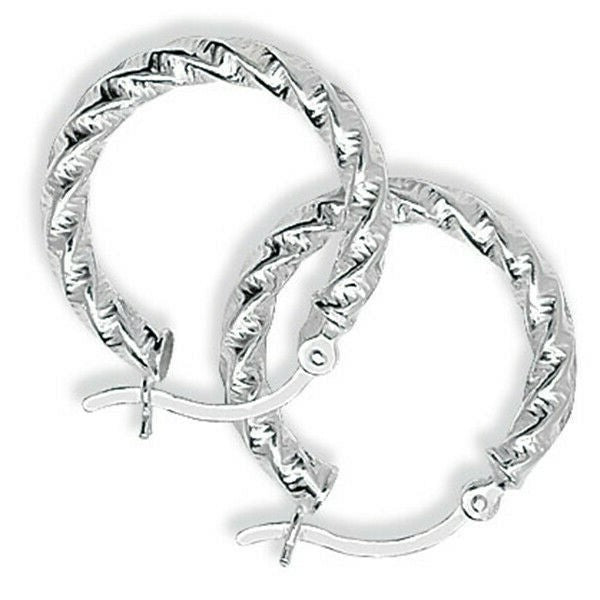 Sterling Silver Hoop Earrings 20mm Creole 925 Hallmarked Twist British Made
