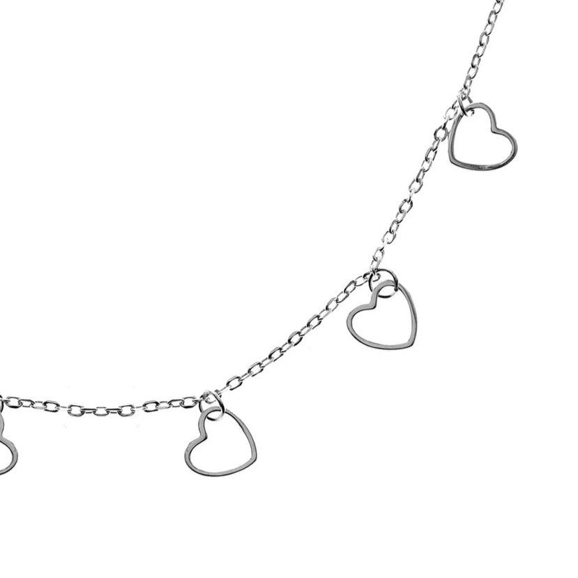 6 Open Heart Necklace Solid Sterling Silver 925 Hallmarked British Made