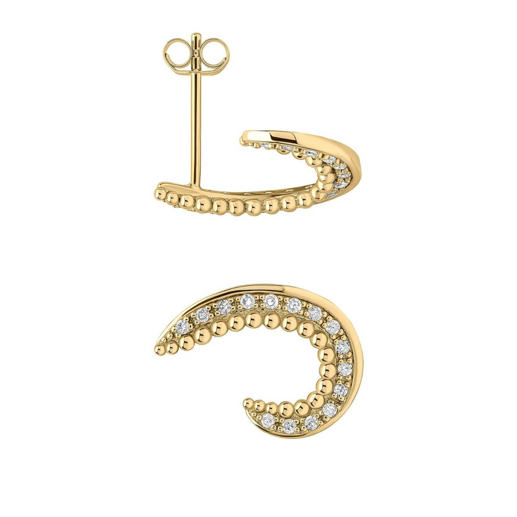 Diamond Swirl Stud Earrings British Made 9ct Yellow Gold 375 Hallmarked
