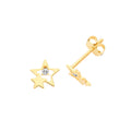 Double Star Prong Stud Earrings 9ct Yellow Gold 375 Hallmarked Brand New Boxed