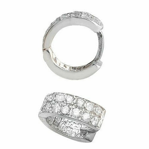 Mens Huggie Hoop Earring Cubic Zirconia Solid Sterling Silver Gents Hallmarked