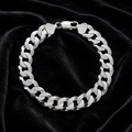 Gents Solid Sterling Silver Italian Bevelled Bracelet British Made 925 Hallmark