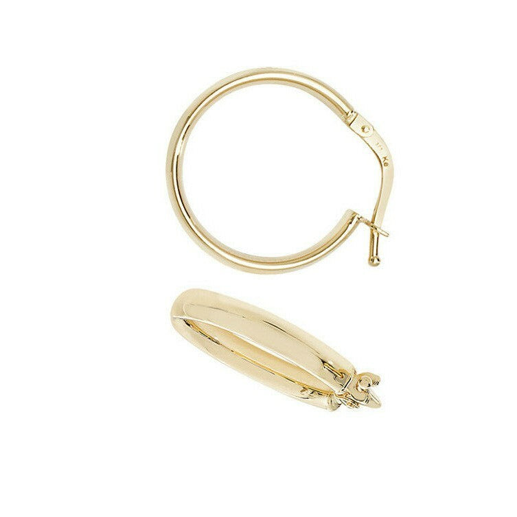 Yellow Gold Hoop Earrings 19mm 9 Carat 375 Hallmarked Creole British Made