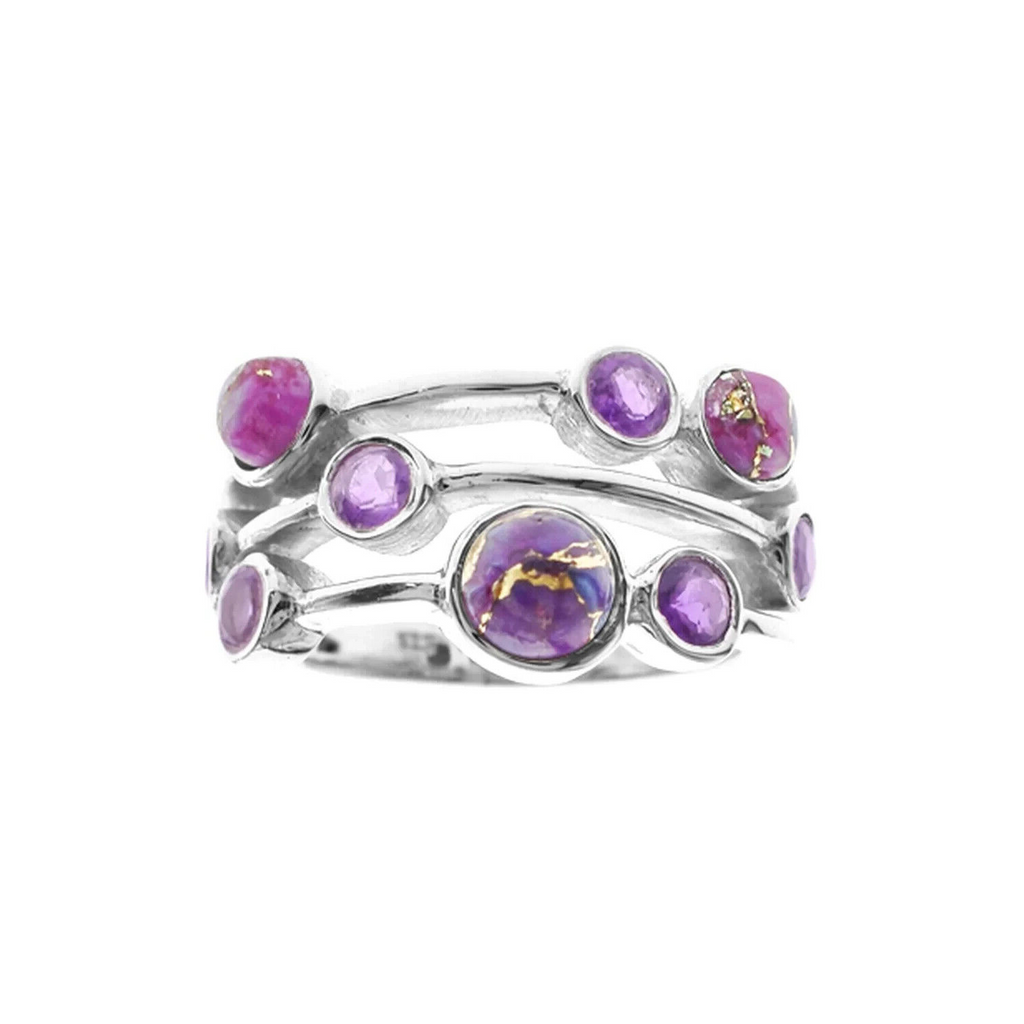 Natural 9 Amethyst Ring Sterling Silver 925 Hallmarked British Made Size K - T