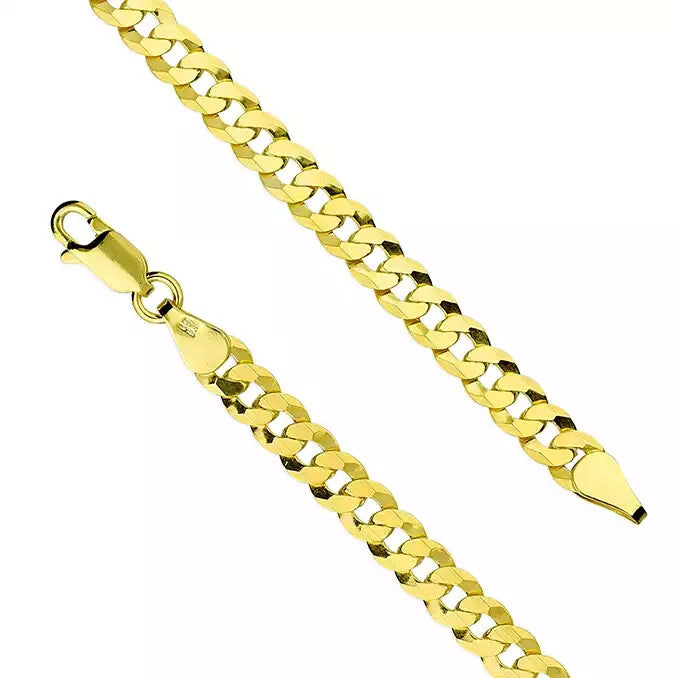Flat Gents Curb Chain 18ct Yellow Gold Plated British Made Hallmarked