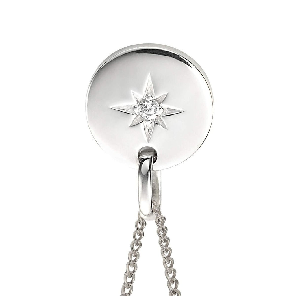 Sterling Silver Star Disc Pendant 925 Hallmarked British Made All Chain Lengths