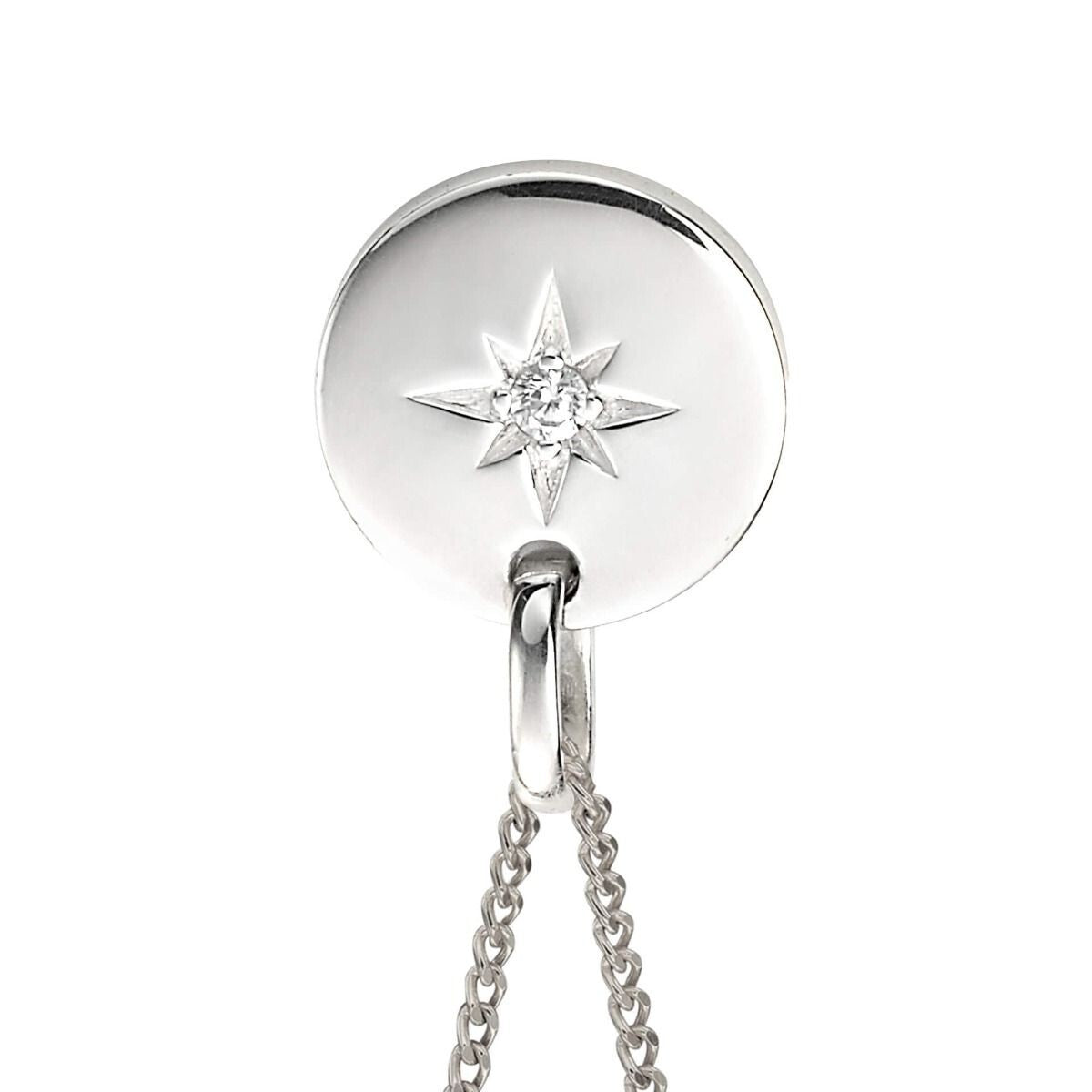 Sterling Silver Star Disc Pendant 925 Hallmarked British Made All Chain Lengths