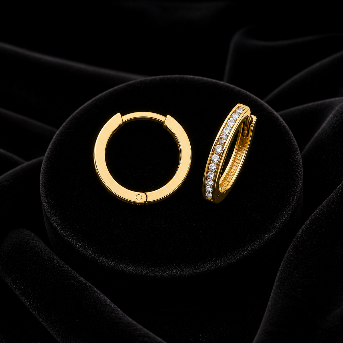 9ct Yellow Gold 12 Stone Hoop Earrings British Made 375 Hallmark Brand New Boxed