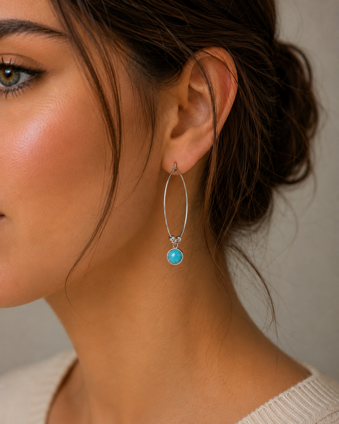 Ivy Turquoise Hoop Earrings Sterling Silver 925 Hallmarked Brand New Boxed
