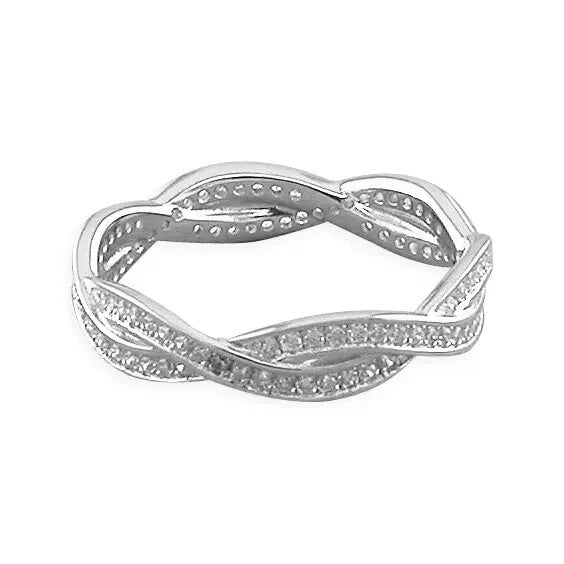 Entwined Eternity Ring Sterling Silver 925 Hallmarked British Made Size K - S