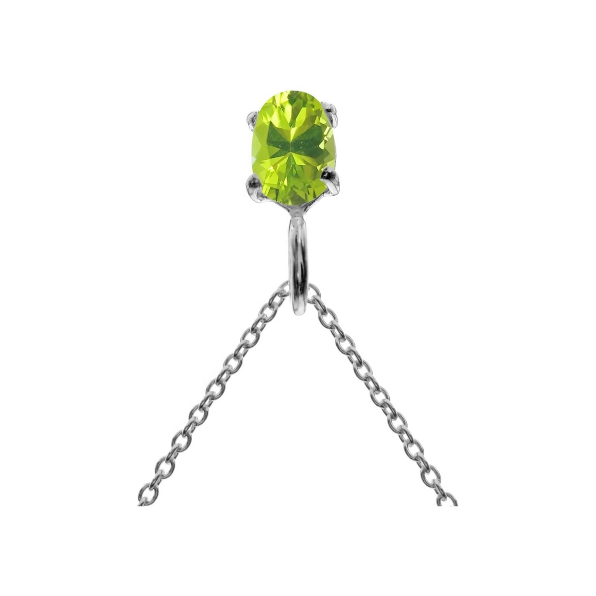 Natural Oval Peridot Necklace Solid Sterling Silver 925 Hallmarked British Made