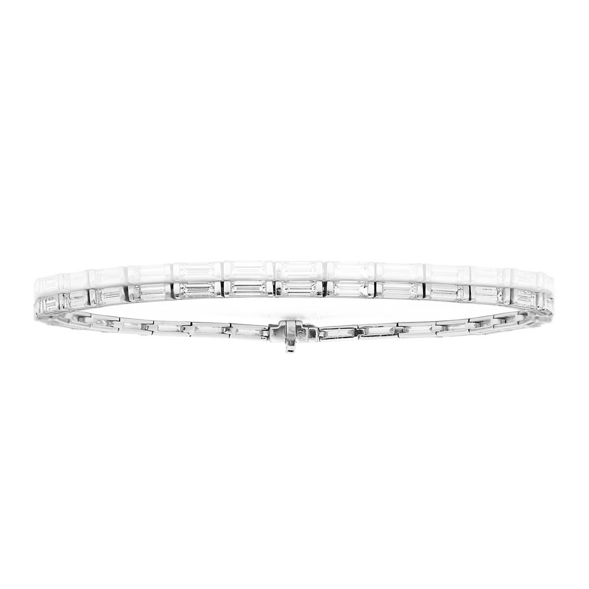 Baguette Natural Diamond 18ct White Gold Bracelet 375 Hallmarked British Made