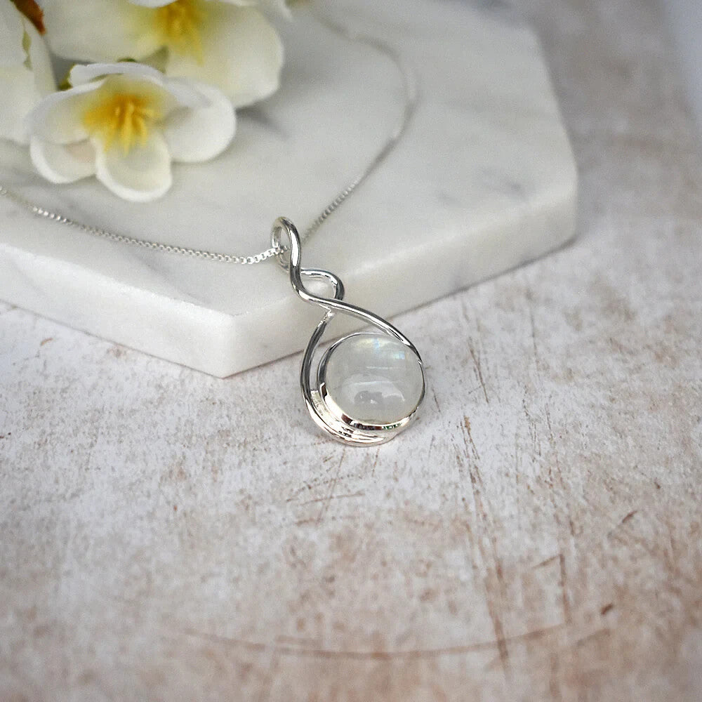 Infinity Moonstone Pendant Sterling Silver 925 Hallmarked All Chain Lengths
