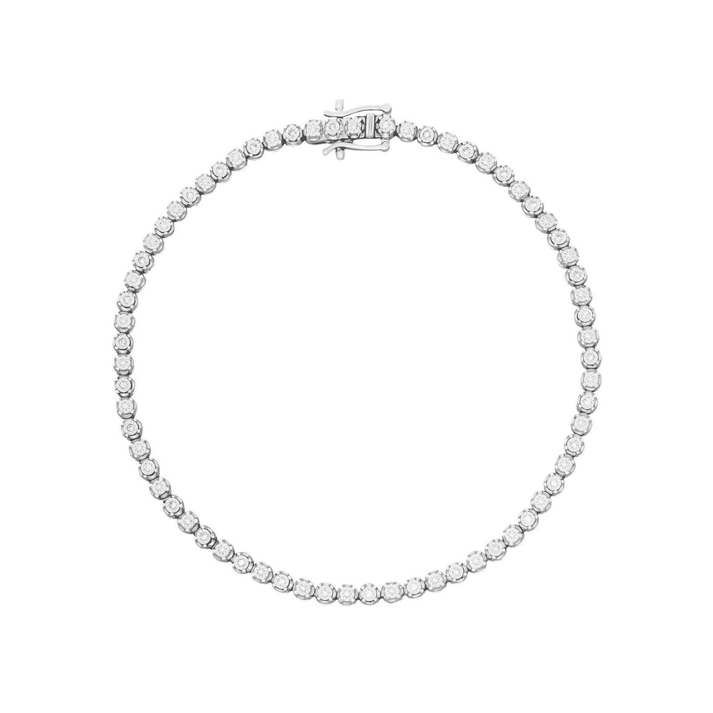 Tennis Set Tennis Diamond Bracelet In 9ct White Gold 375 Hallmarked British Made