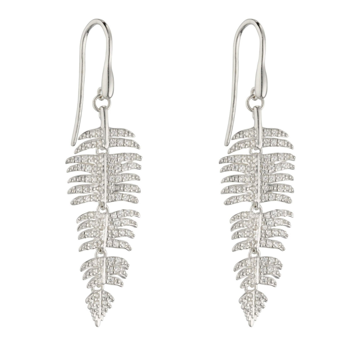 Palm Leaf Drop Earrings Sterling Silver 925 Hallmarked Brand New Boxed