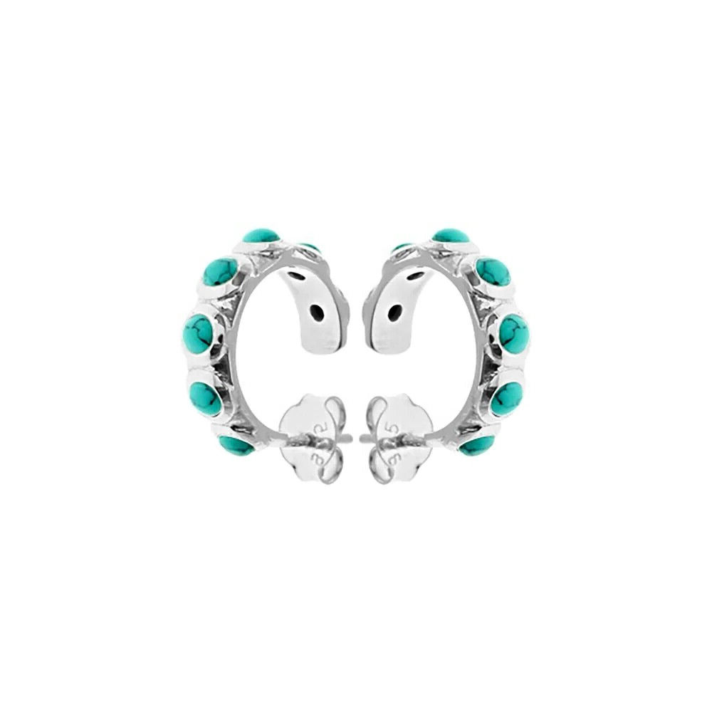 7 Stone Turquoise Hoop Earrings Sterling Silver 925 Hallmarked Brand New Boxed
