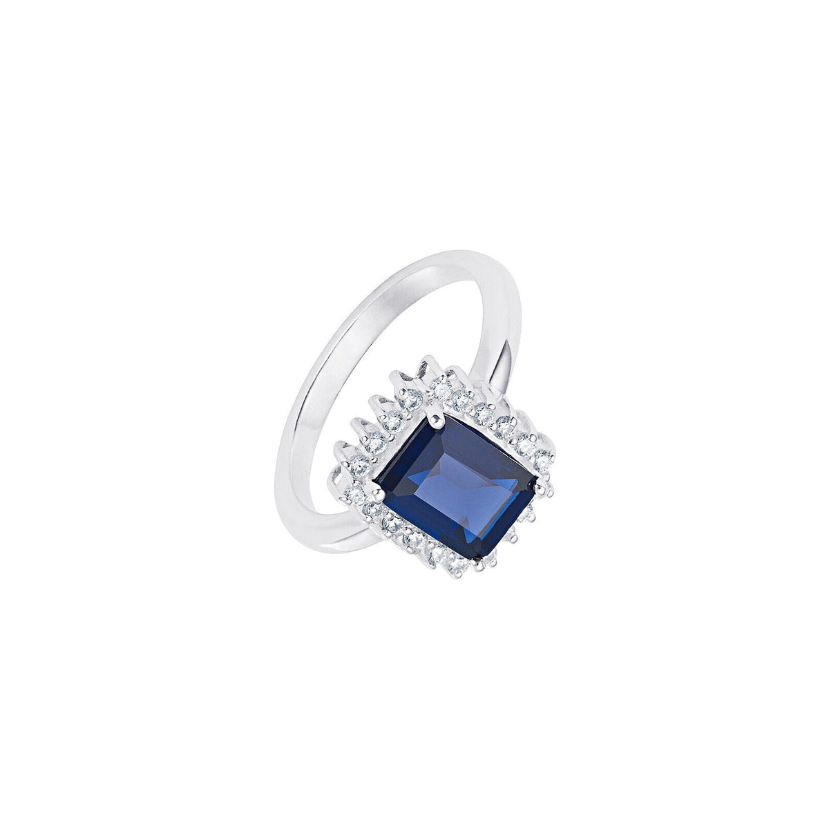 Sterling Silver Halo Sapphire Ring  925 Hallmarked British Made Sizes J - R