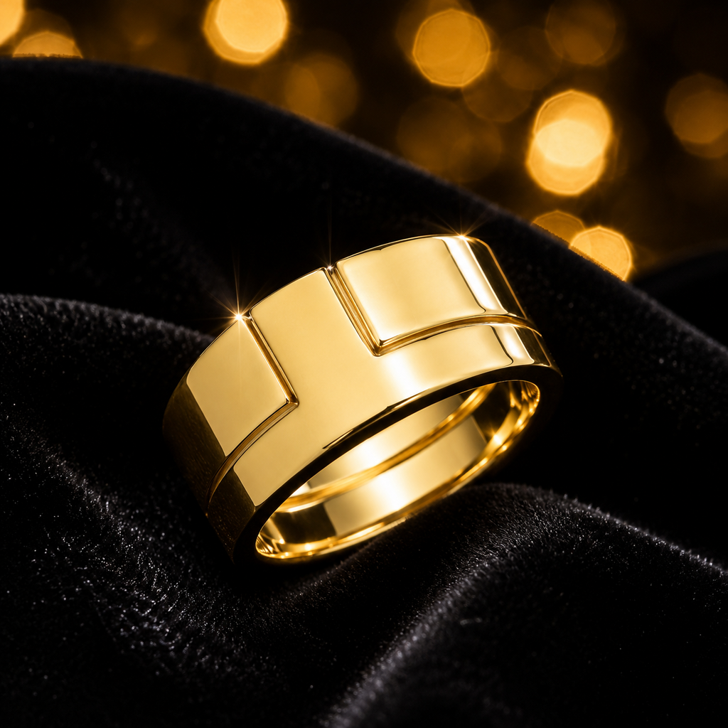 Sterling Silver Ring Interlocking Gold Plated 925 Hallmarked Size H - T