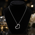32 Natural Diamond Heart Necklace 18ct White Gold Hallmarked British Made