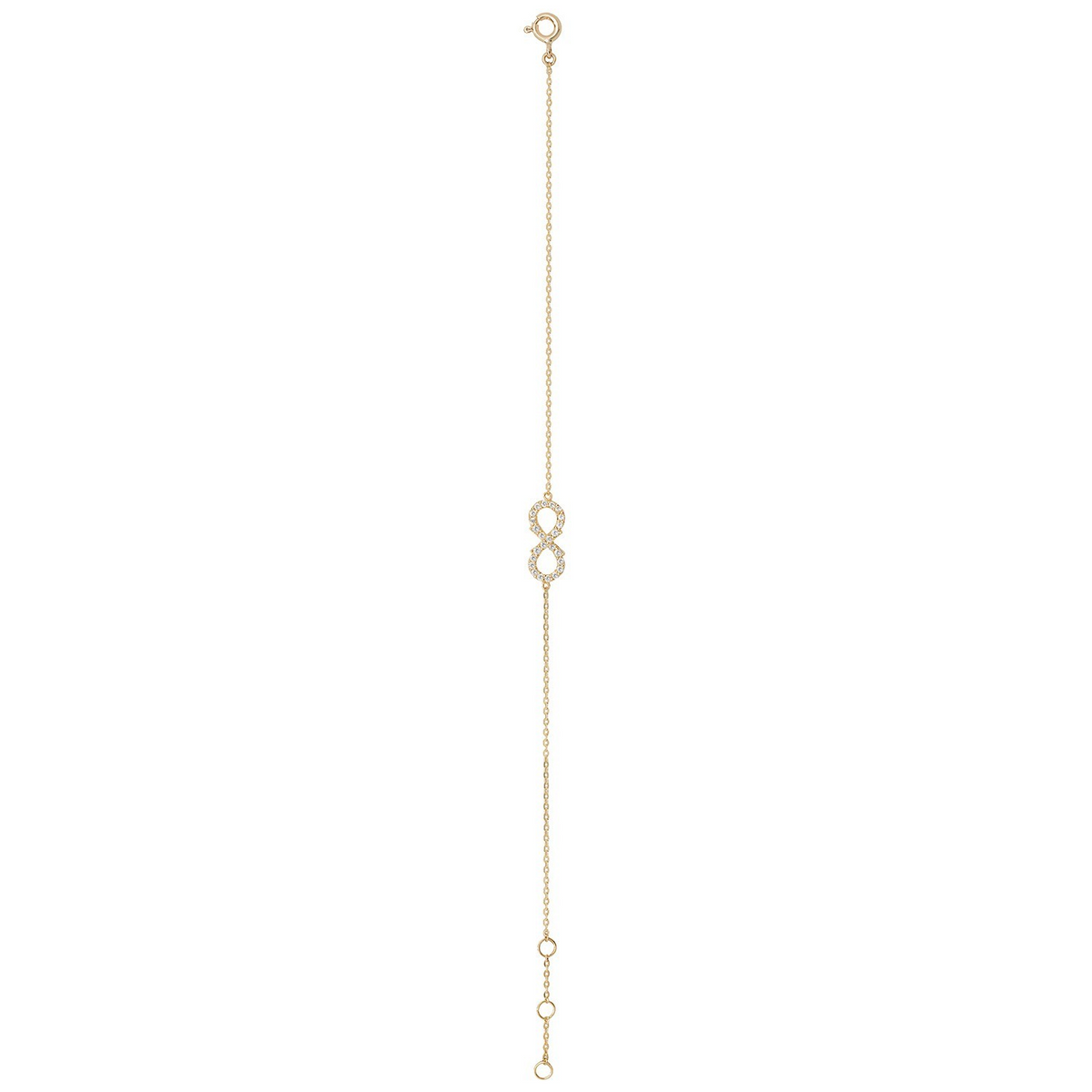 Ladies Pave Infinity Bracelet 9ct Yellow Gold 375 Hallmarked British Made