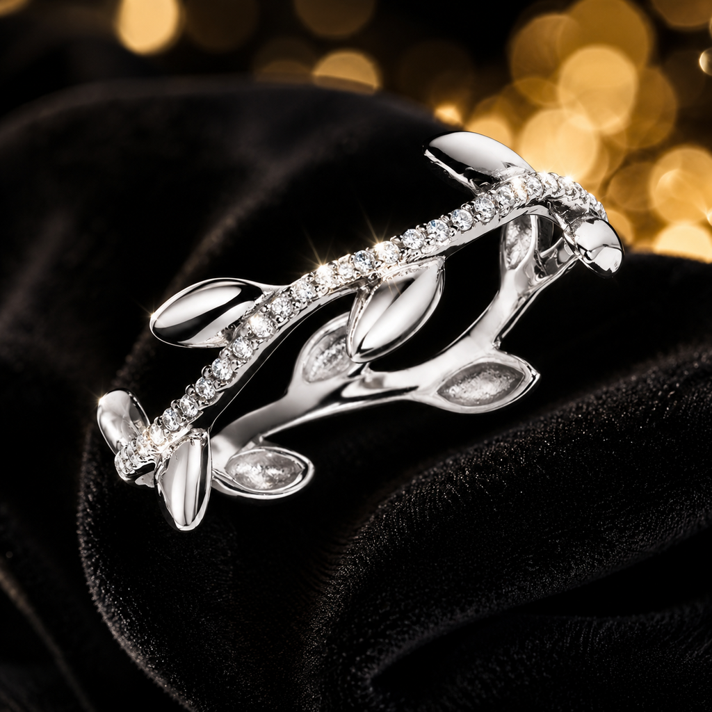 Sterling Silver Leaf Vine Ring Anniversary Gemstone 925 Hallmarked Size J - T