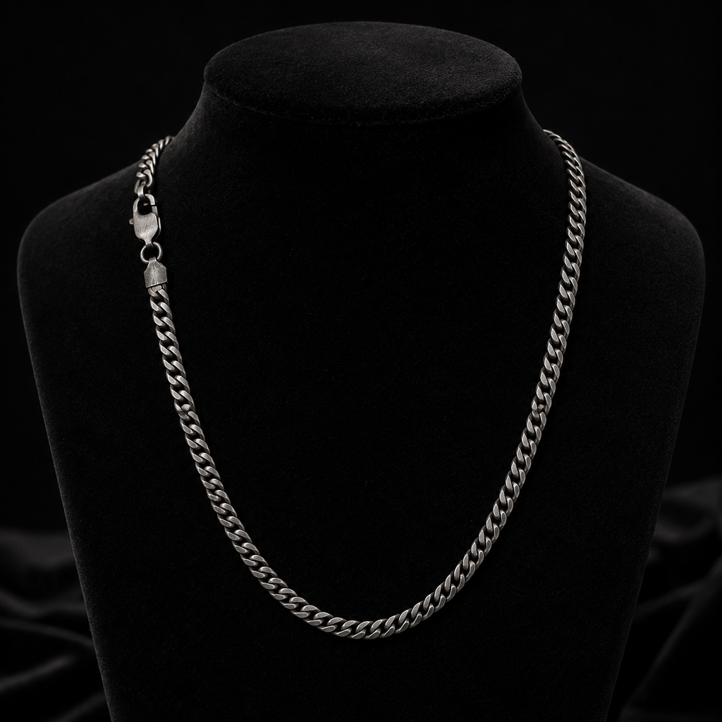Gents Oxidised Curb Chain Solid Sterling Silver 925 Hallmarked British Made