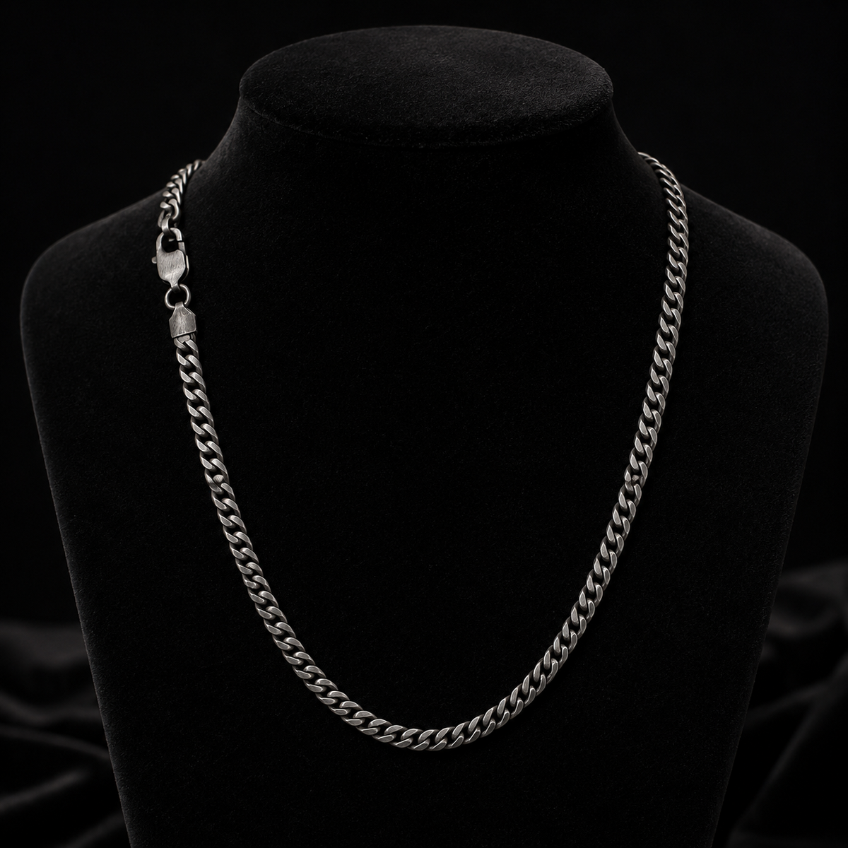 Gents Oxidised Curb Chain Solid Sterling Silver 925 Hallmarked British Made