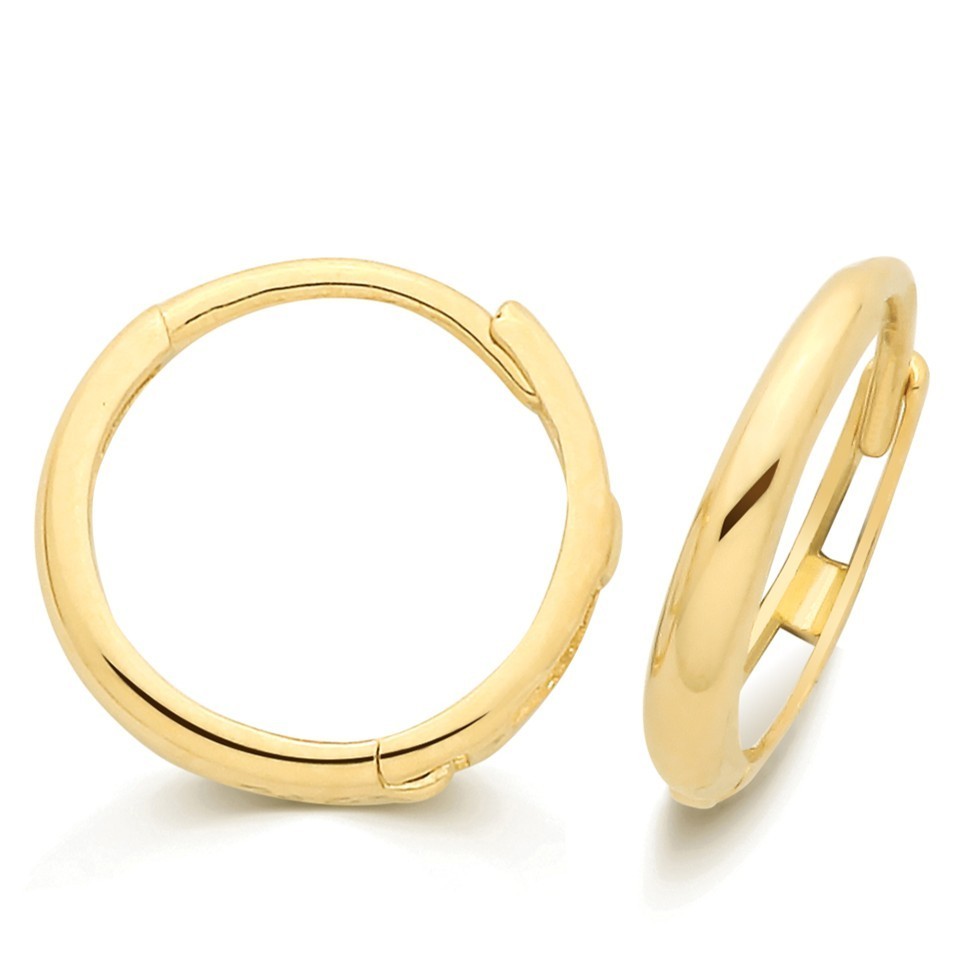 10mm 9ct Yellow Gold Hoop Earrings British Made 375 Hallmarked Brand New Boxed
