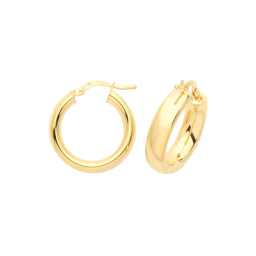 9ct Yellow Gold Hoop Earrings 375 Hallmarked 10mm - 20mm Diameter British Made
