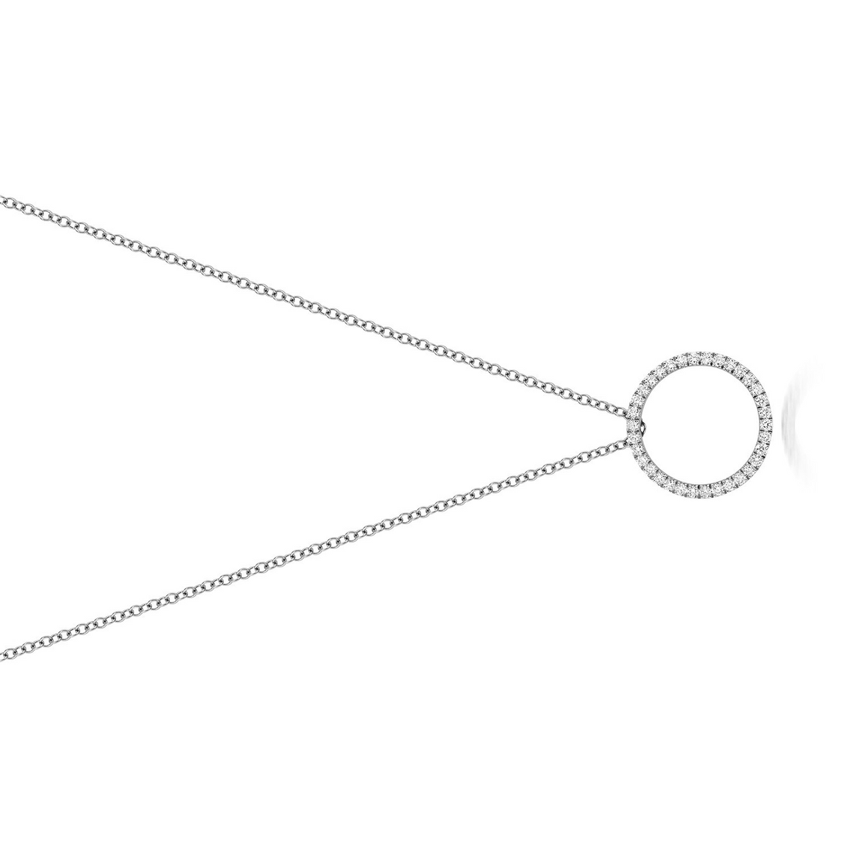 34 Natural Diamond Circle Necklace 18ct White Gold Hallmarked British Made