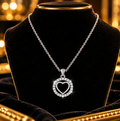 Ladies Circle Halo Heart Necklace Sterling Silver 925 Hallmarked British Made