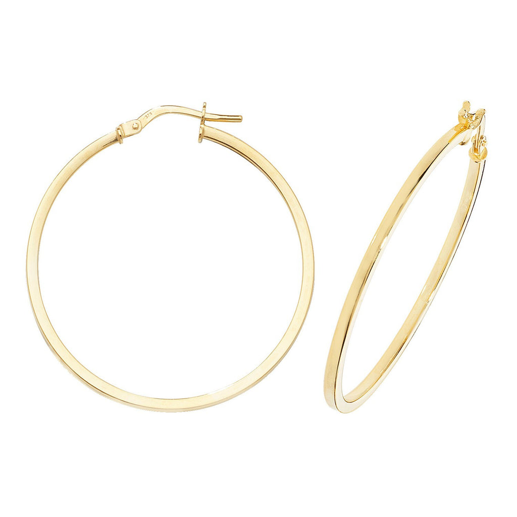 9ct Yellow Gold Hoop Earrings 375 Hallmarked 8mm - 50mm Diameter British Made