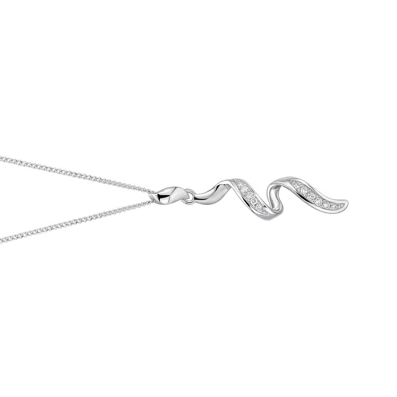 Natural Diamond Twist Pendant 9ct White Gold 375 Hallmarked British Made