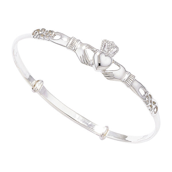 Sterling Silver Claddagh Bangle Expandable British Made Hallmarked Brand New 