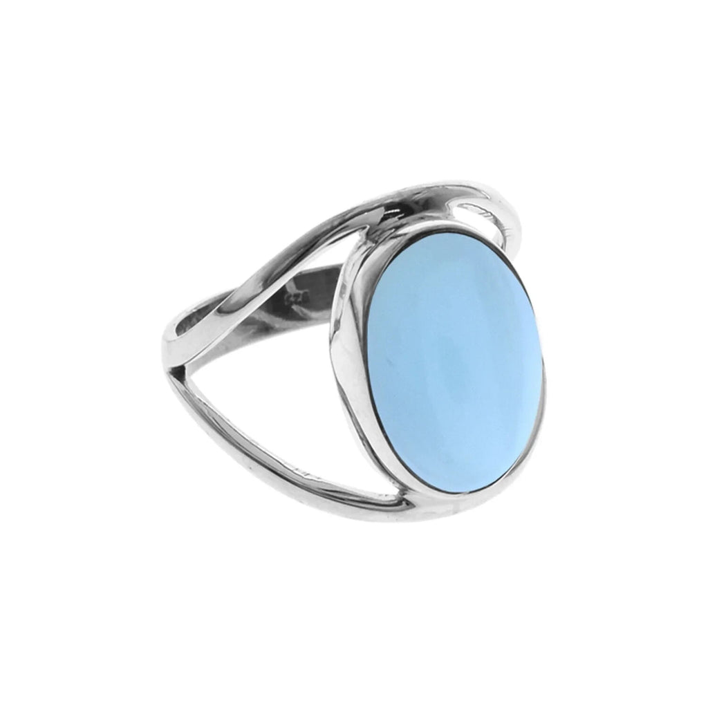Split Band Chalcedony Ring Sterling Silver 925 Hallmark British Made Size M - T