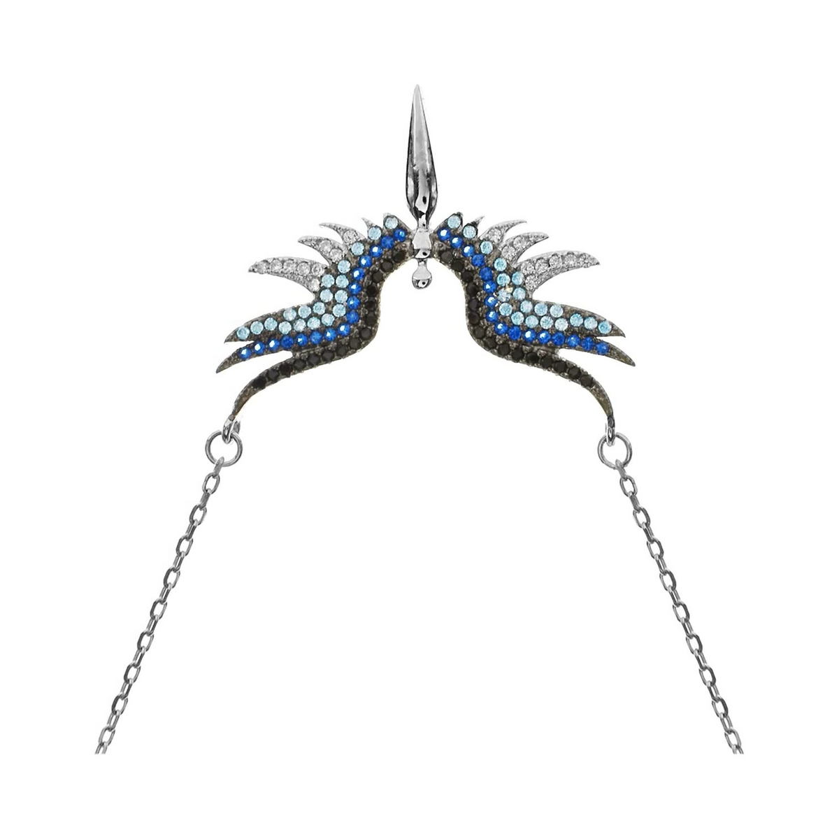 Statement Blue Angel Necklace Solid Sterling Silver 925 Hallmarked British Made