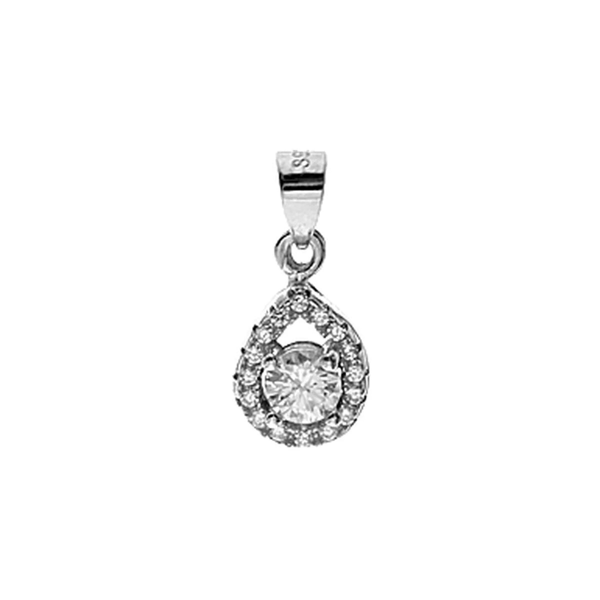 Halo Teardrop Pendant Sterling Silver Hallmarked All Chain Lengths Brand New