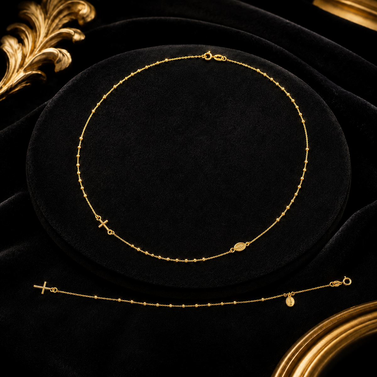 Faith & Grace Cross Necklace and Bracelet Set 9ct Yellow Gold British Made