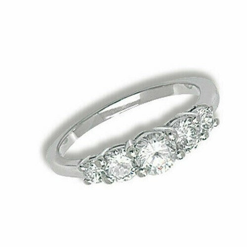 Sterling Silver Anniversary Ring Five Stone Gemstone 925 Hallmarked Size J - T