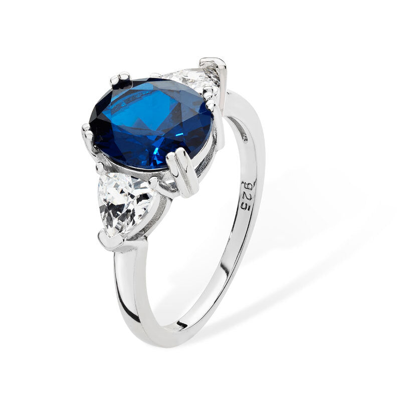 Sterling Silver Sapphire Ring Solitaire 925 Hallmarked British Made Sizes J - R