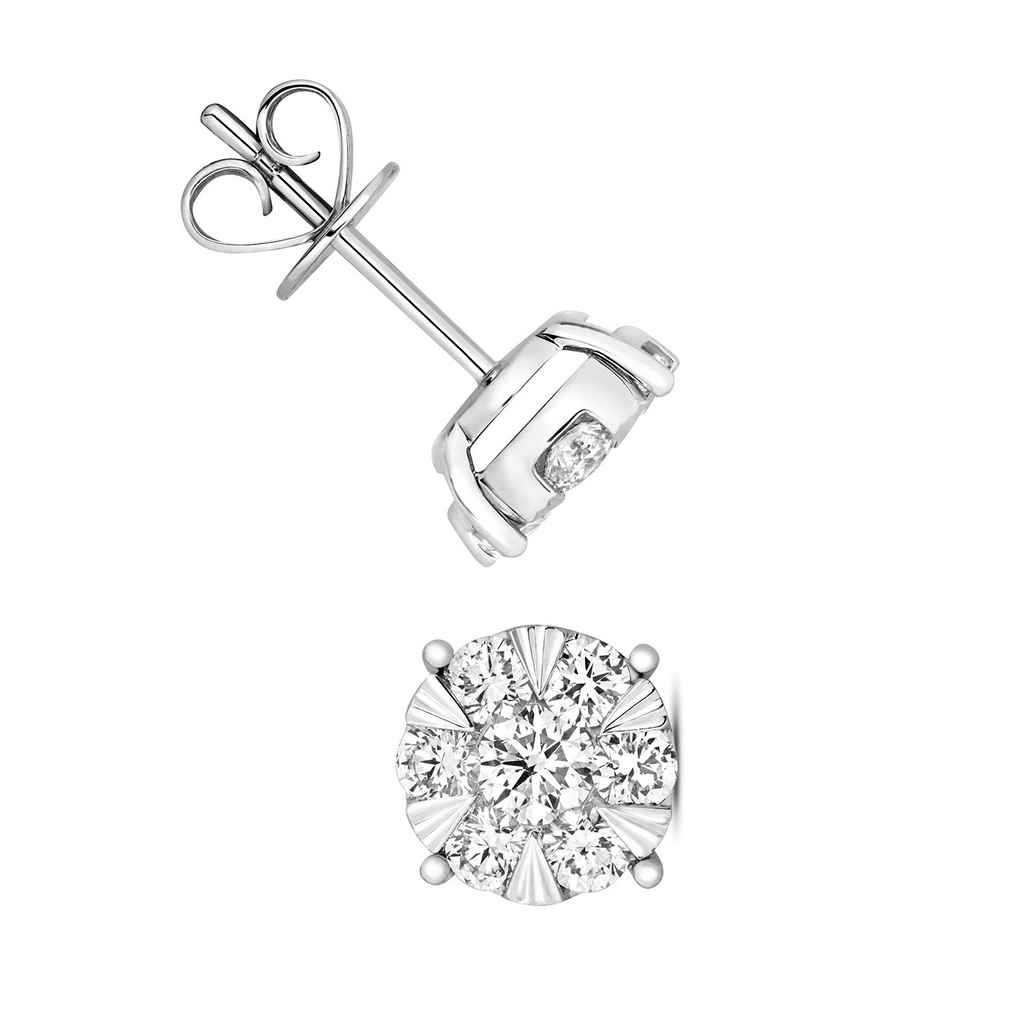 7 Natural Diamond Statement Earrings 18ct White Gold Hallmarked British Made