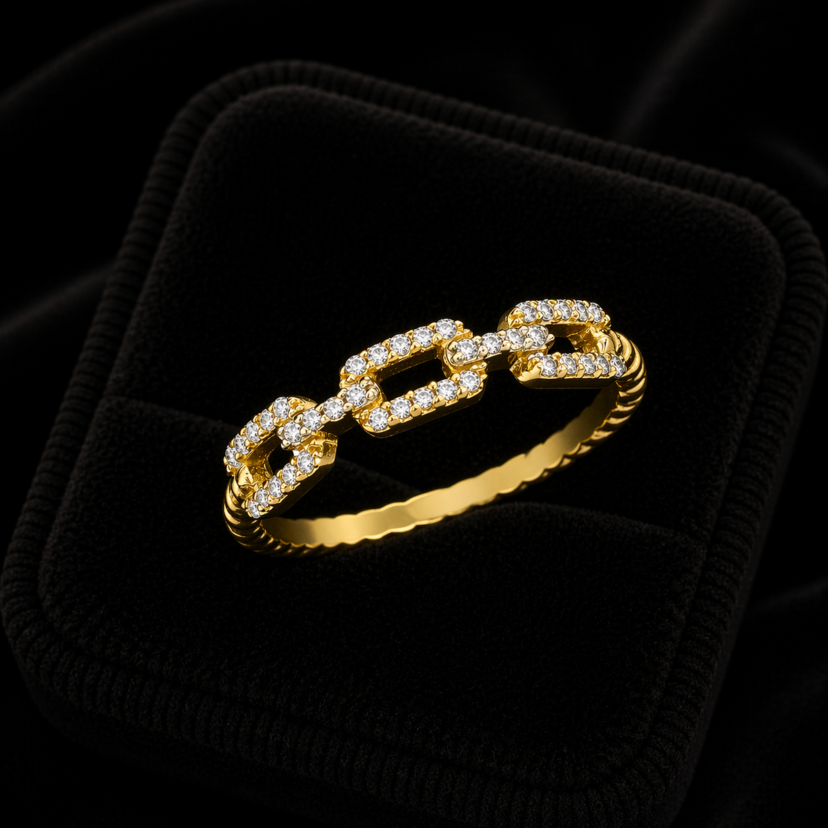 Chain Link Ring 9ct White Gold Hallmarked Sizes L - Q British Made