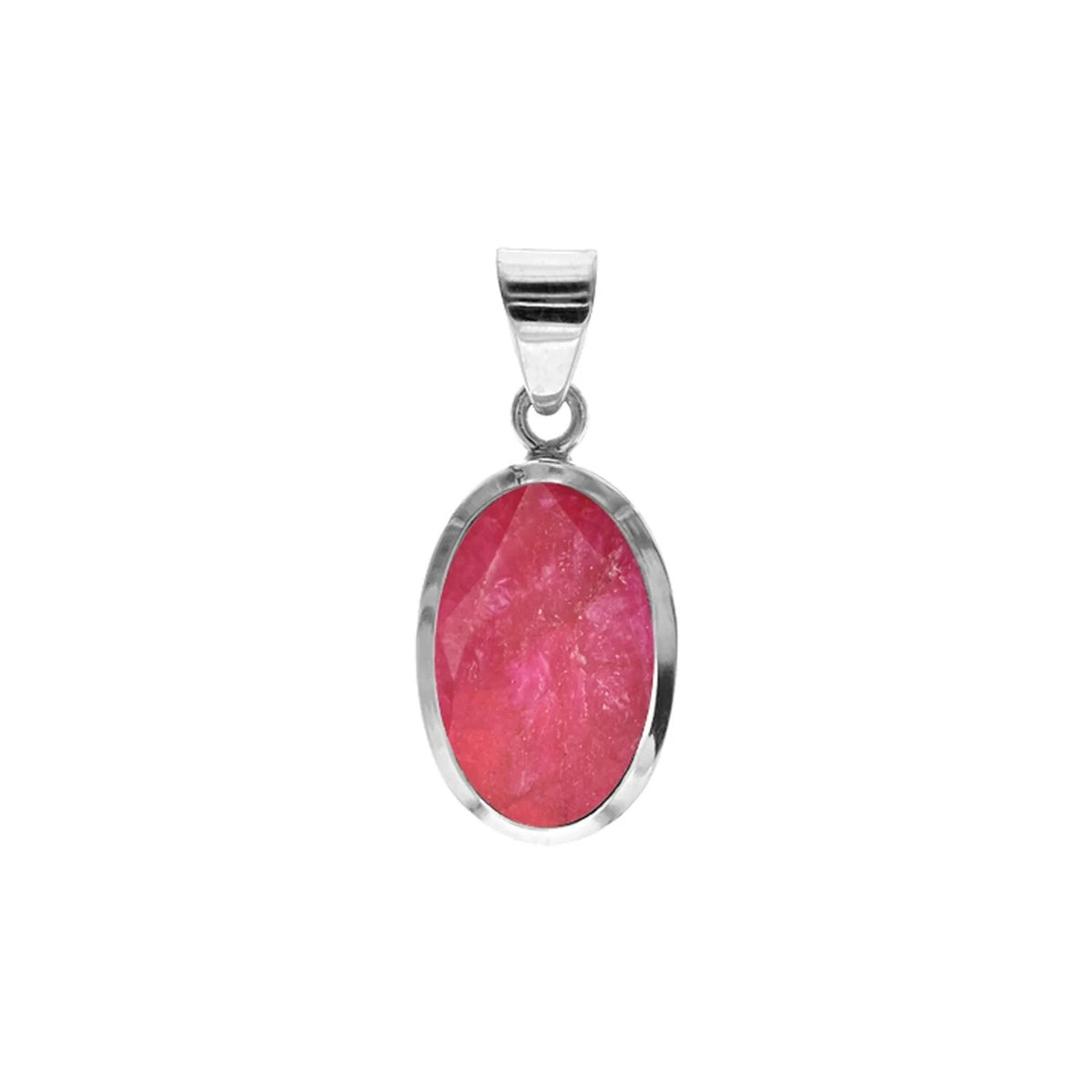 Oval Ruby Quartz Pendant Sterling Silver 925 Hallmarked All Chain Lengths