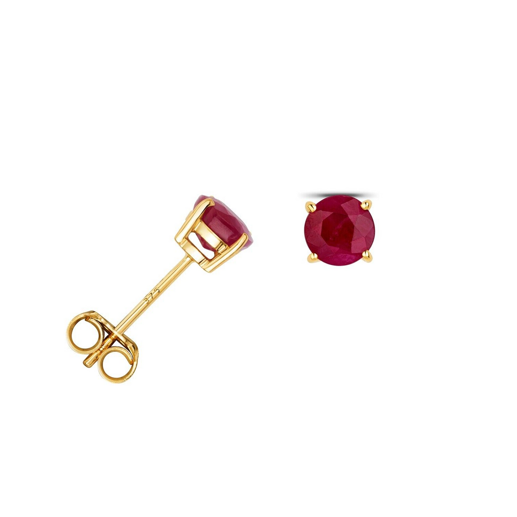 Yellow Gold 4 Claw Ruby Earrings 9ct 375 Hallmarked New Boxed British Made