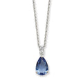 Drop Sterling Silver Sapphire Pendant Hallmarked British Made All Chain Lengths