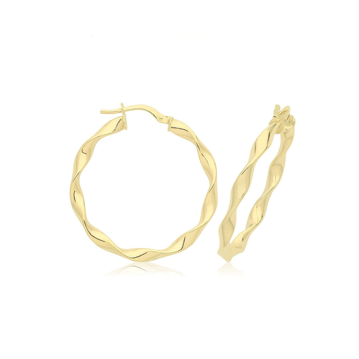 9ct Yellow Gold Twist Hoop Earrings 375 Hallmarked 10mm - 40mm Diameter