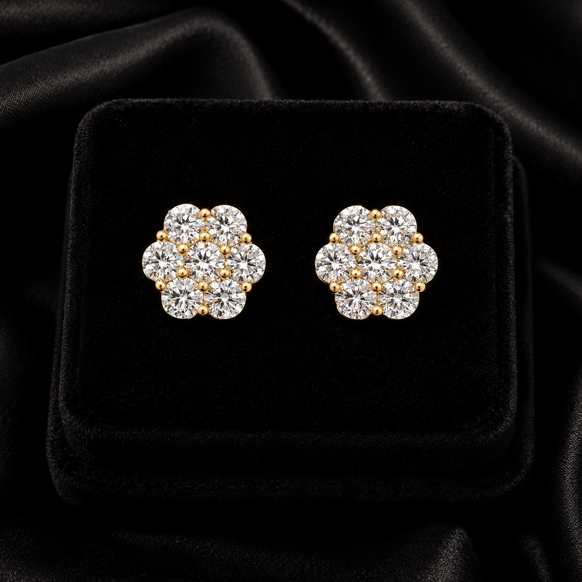 Statement Floral Stud Earrings 9ct Yellow Gold 375 Hallmarked Brand New Boxed