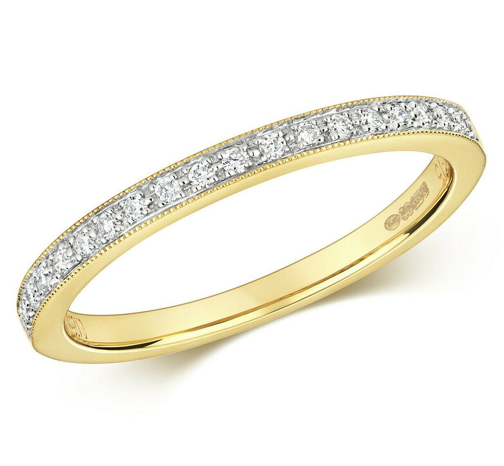 Diamond Eternity Ring 9ct Yellow Gold 375 Hallmark Sizes J - Q British Made